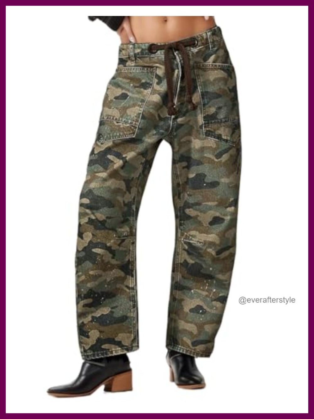 Kedera Barrel Fit Cargo Jeans Mid Rise Baggy Denim Pants with Pockets